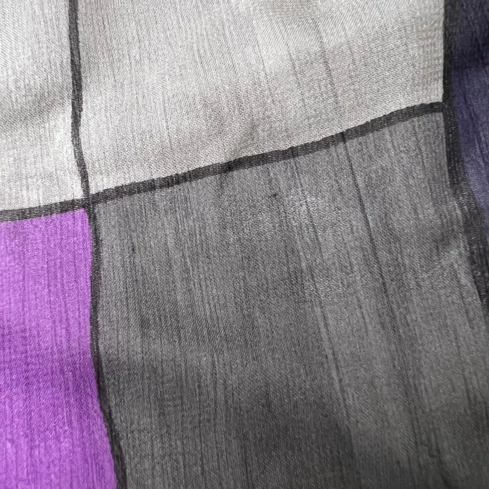 Vintage Silk Square Scuff Color Block Purple Gray Petite Sophisticate 20